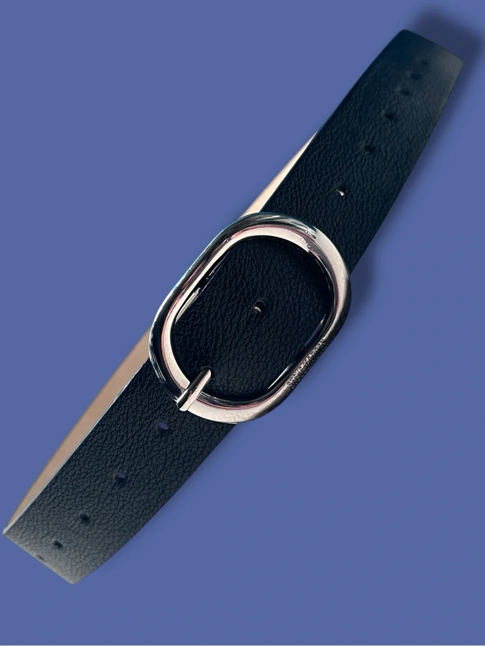 EUC Steve Madden Black Belt With Silver Buckle. Size M/L